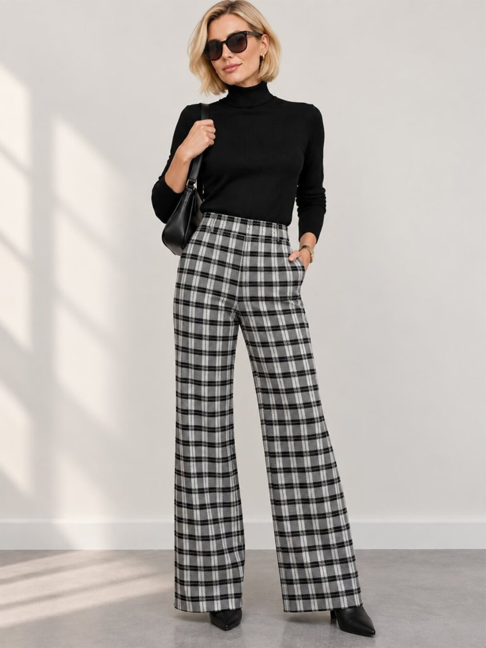 M.M.LaFleur Horton 1.0 Pants Size 10 Checkmate Plaid Wide Leg NWT